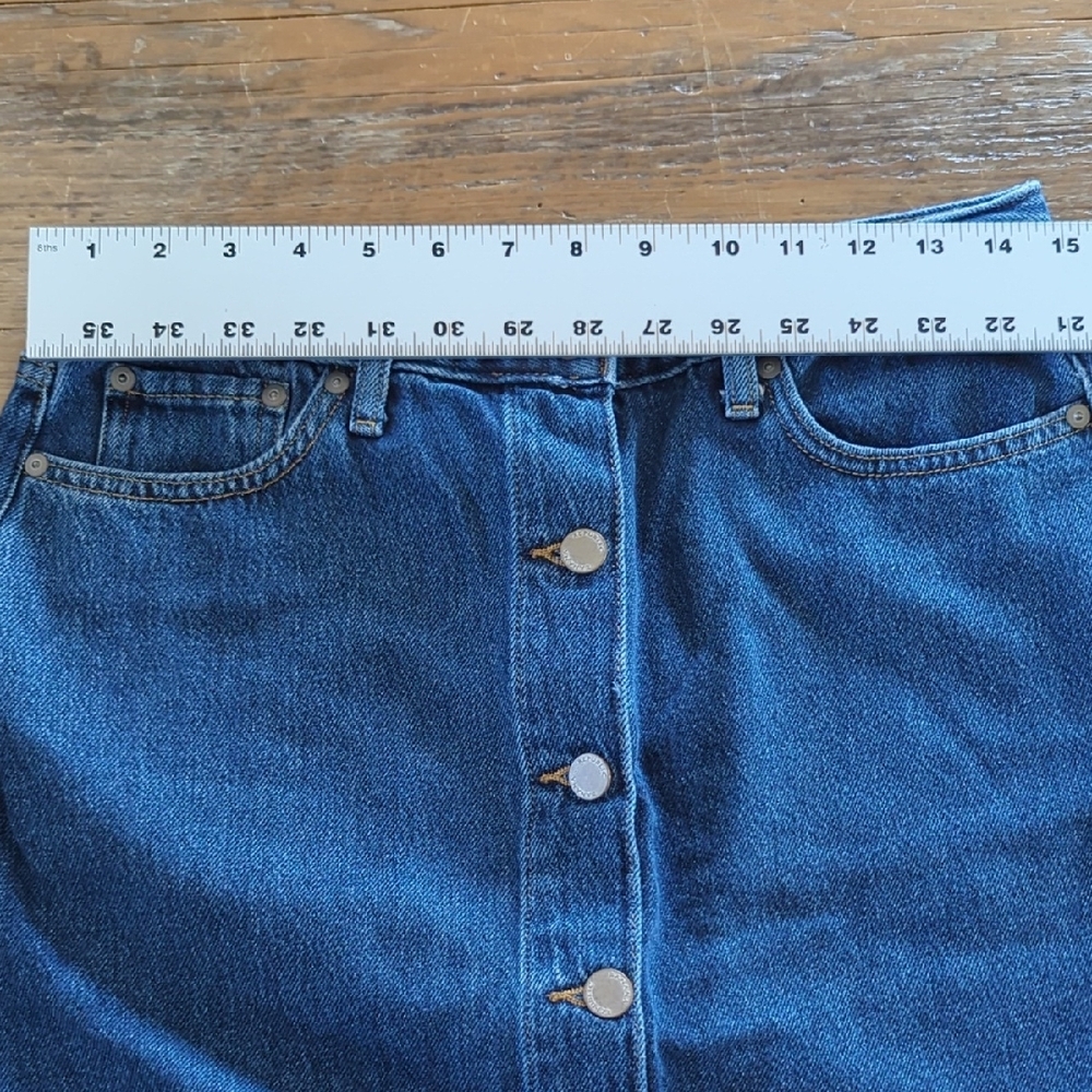 Banana Republic Blue Denim Midi Jean Skirt with Contrast Topstitching - Picture 9 of 16